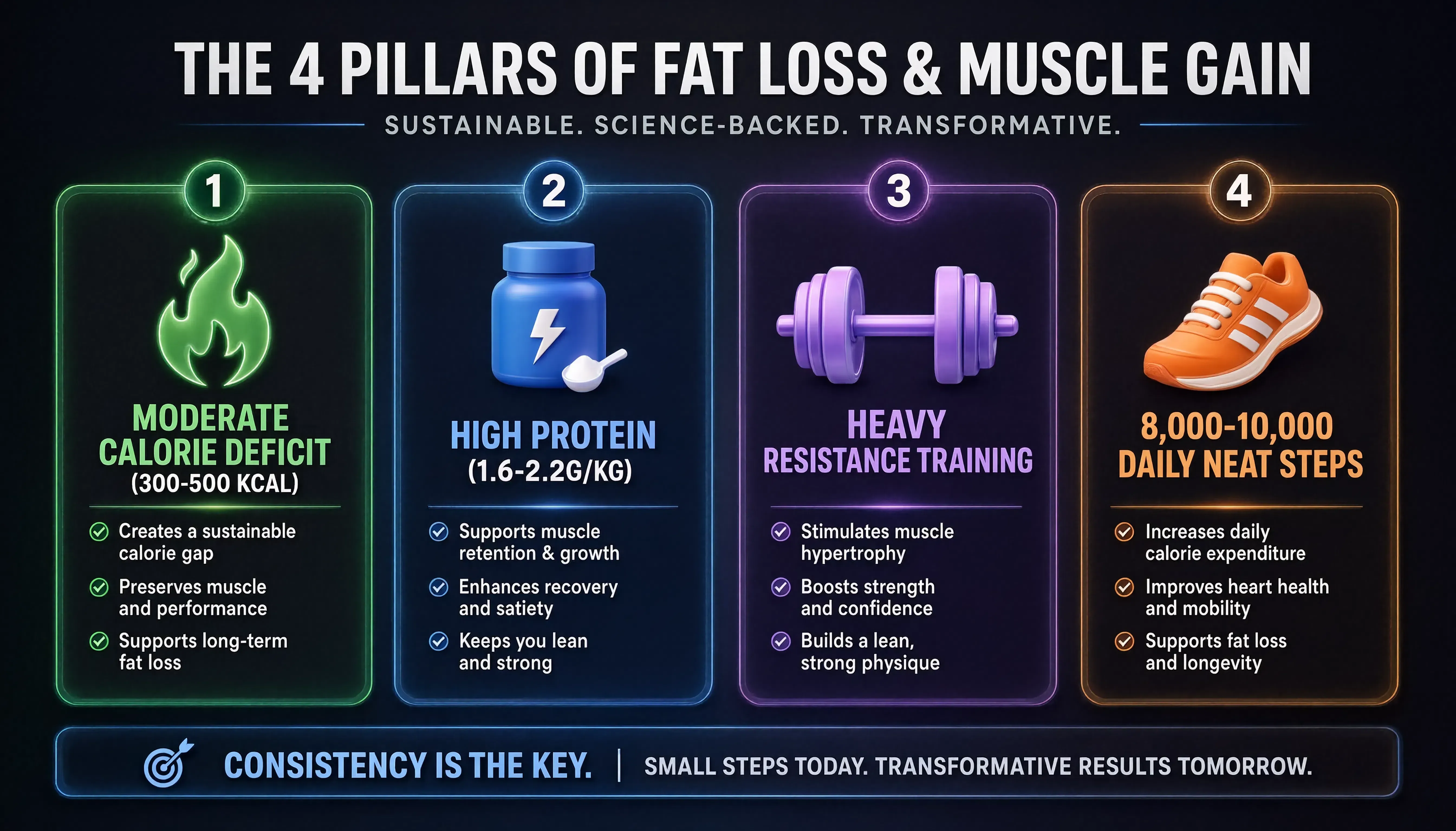 Four pillars of sustainable belly fat loss action plan